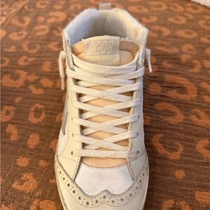 Golden Goose Beige and White High-Top Sneakers